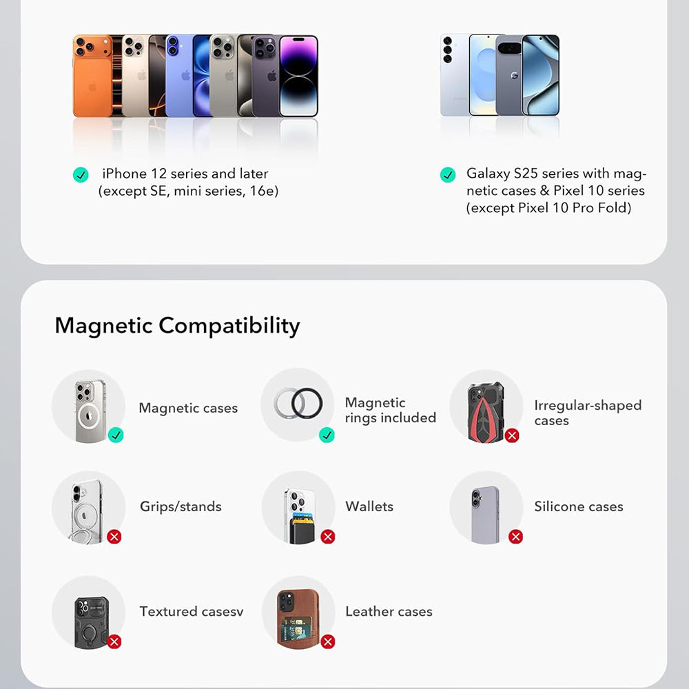 Magnetisk Bilholder ESR OmniLock Dash, Universal, Svart
