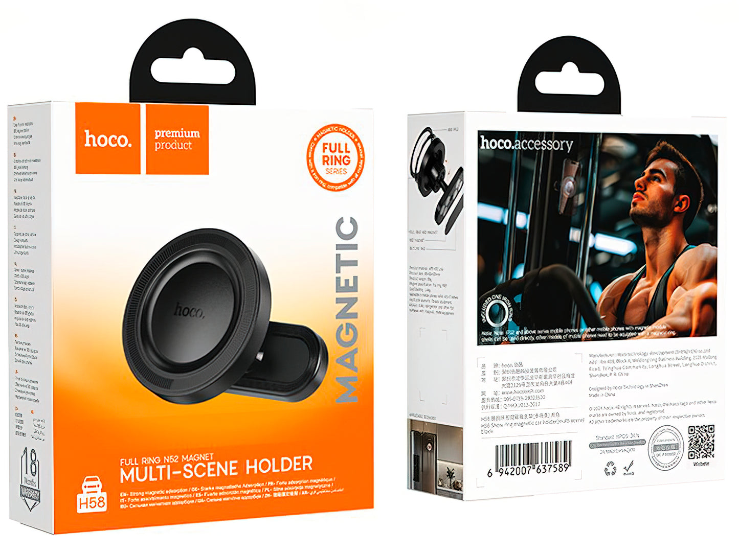 Magnetisk Bilholder HOCO H58, 4.5inch - 7inch, Svart