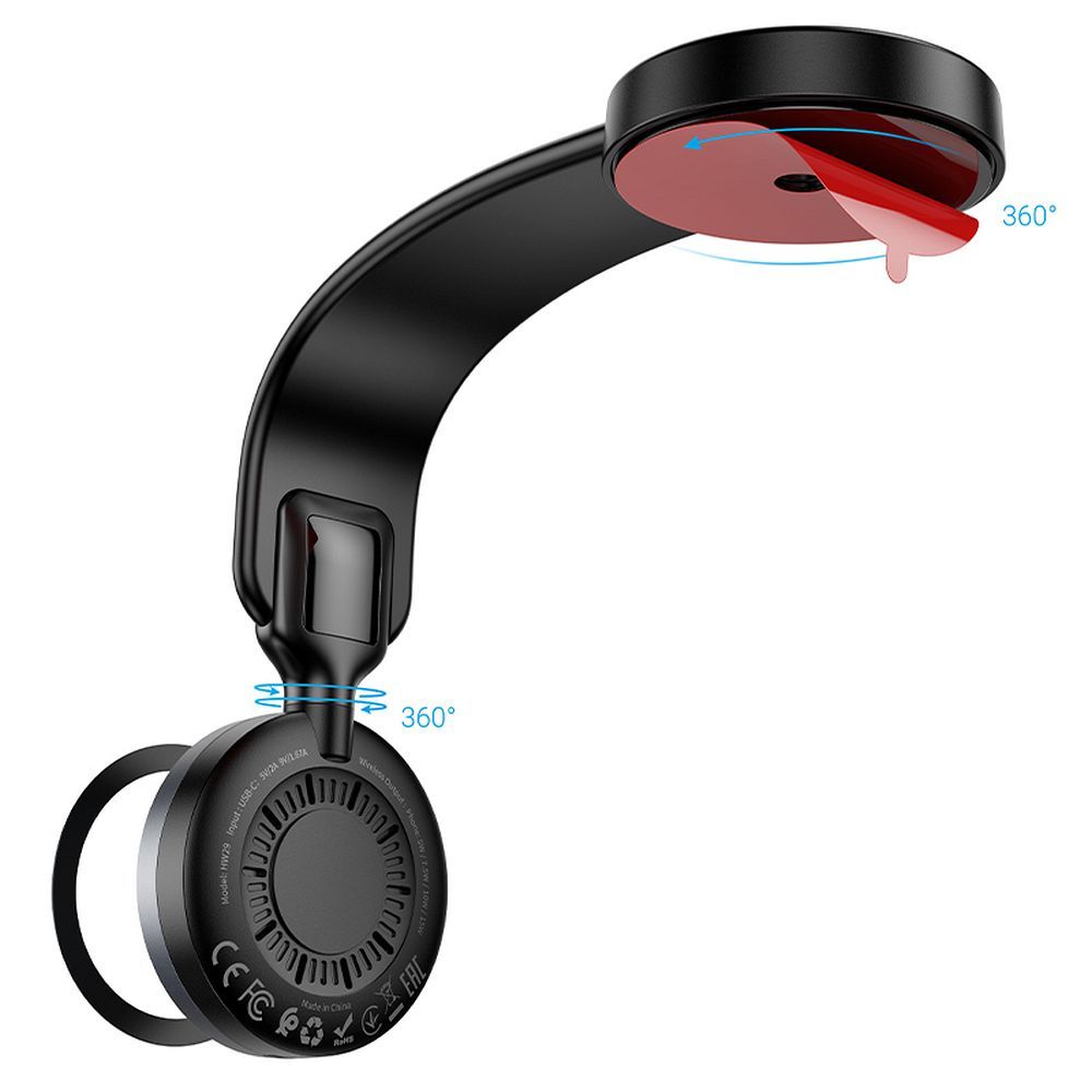 Trådløs Bil Lader HOCO HW29, 15W, 1.67A, Svart