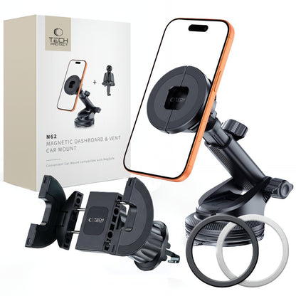 Magnetisk Bilholder Tech-Protect N62 2in1, Universal, Svart