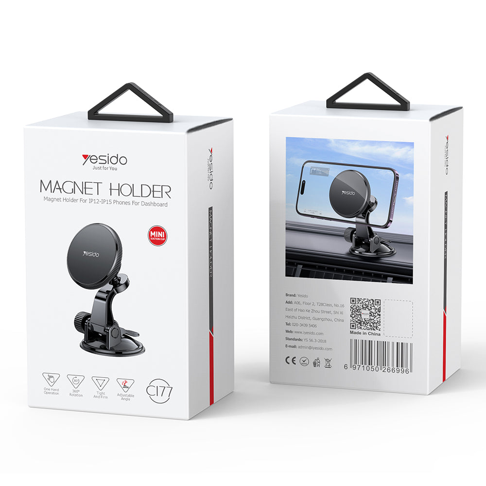 Magnetisk Bilholder Yesido C177, Universal, Svart