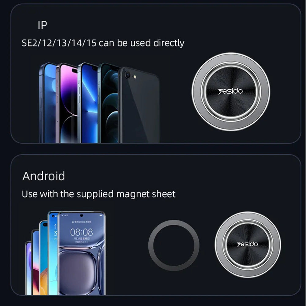 Magnetisk Bilholder Yesido C179, Universal, Svart