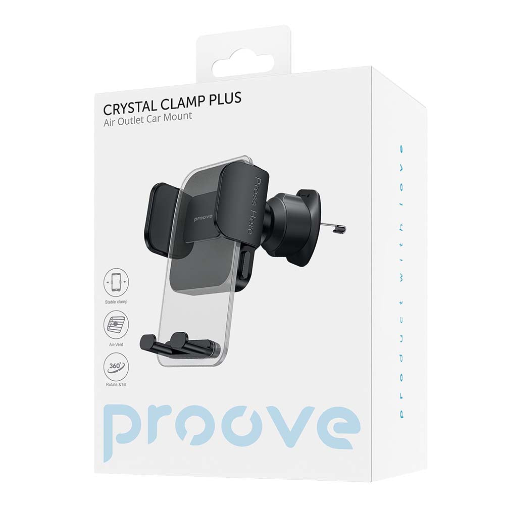 Suport Auto Proove Crystal Clamp Plus Vent, 4.7inch - 6.9inch, Svart CHCCP0000001