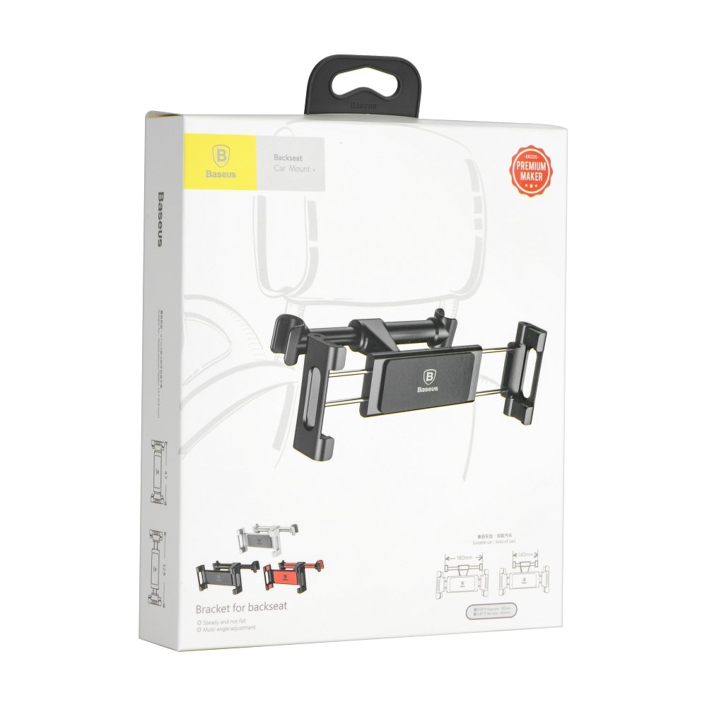 Baseus BackSeat Hodestøtte Bilholder for Telefon / Nettbrett, 4,7 tommer - 12,9 tommer, Svart, Reseglet SUHZ-01