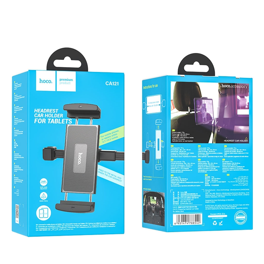 Bilhodestøtteholder HOCO CA121 for Telefon / Nettbrett, 4.7 tommer - 10.5 tommer, Svart