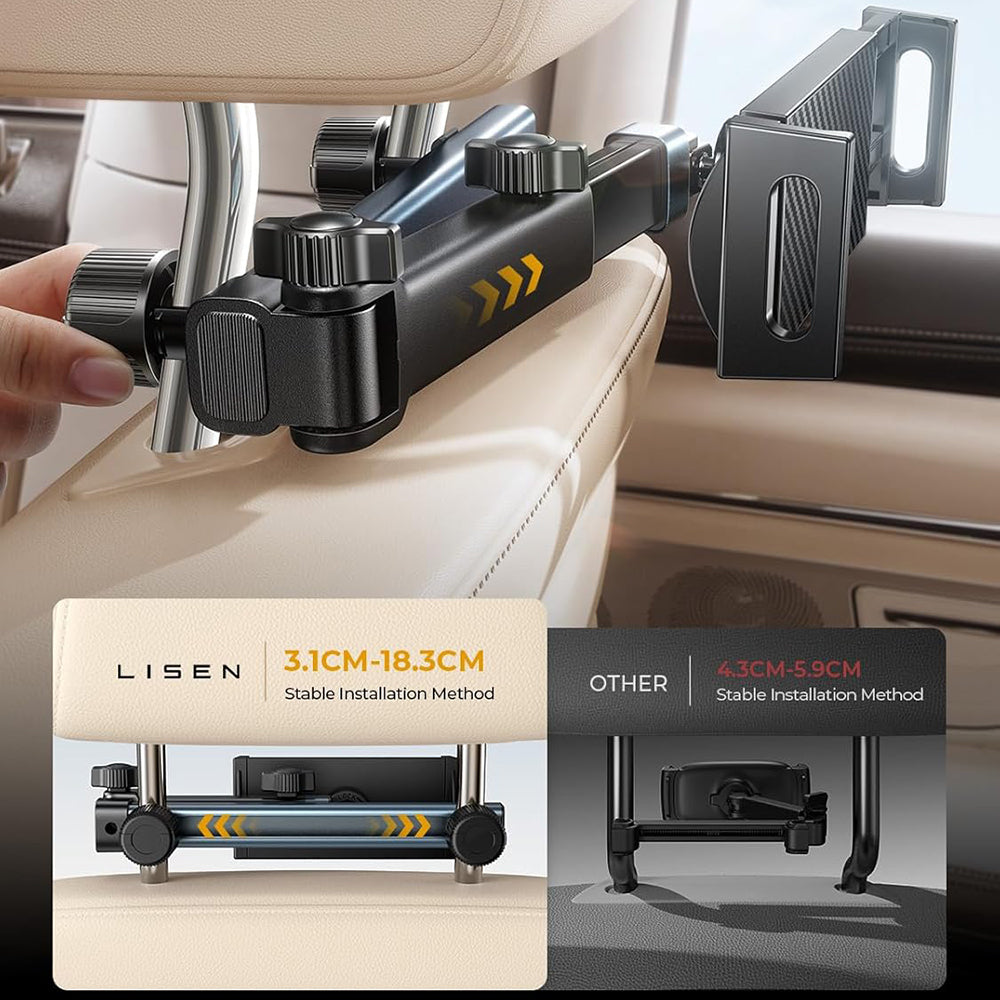 Bilhodestøtte Lisen for Telefon / Nettbrett, 4.7inch - 12.9inch, Svart YL0423090004