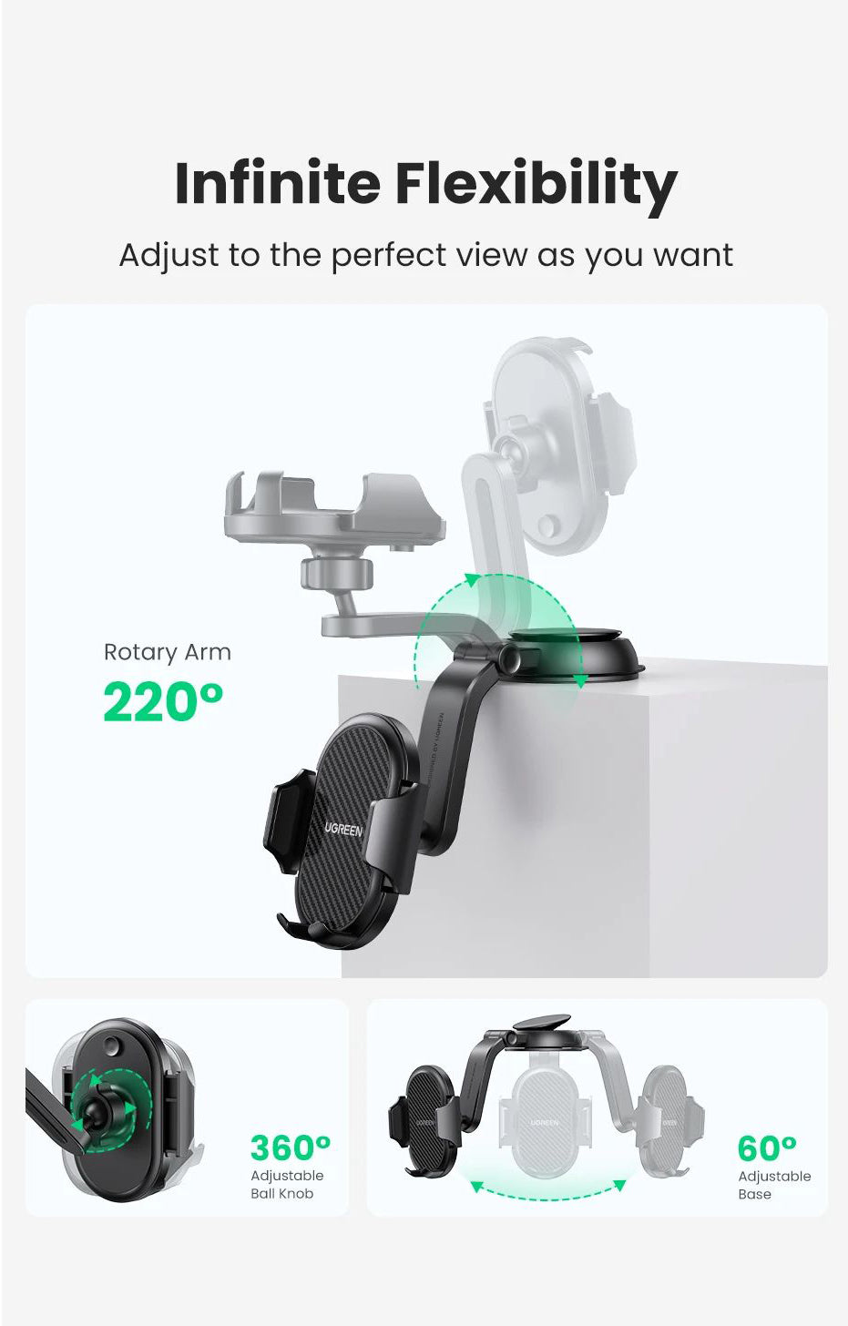 UGREEN LP405 Bilholder, Universal, Svart