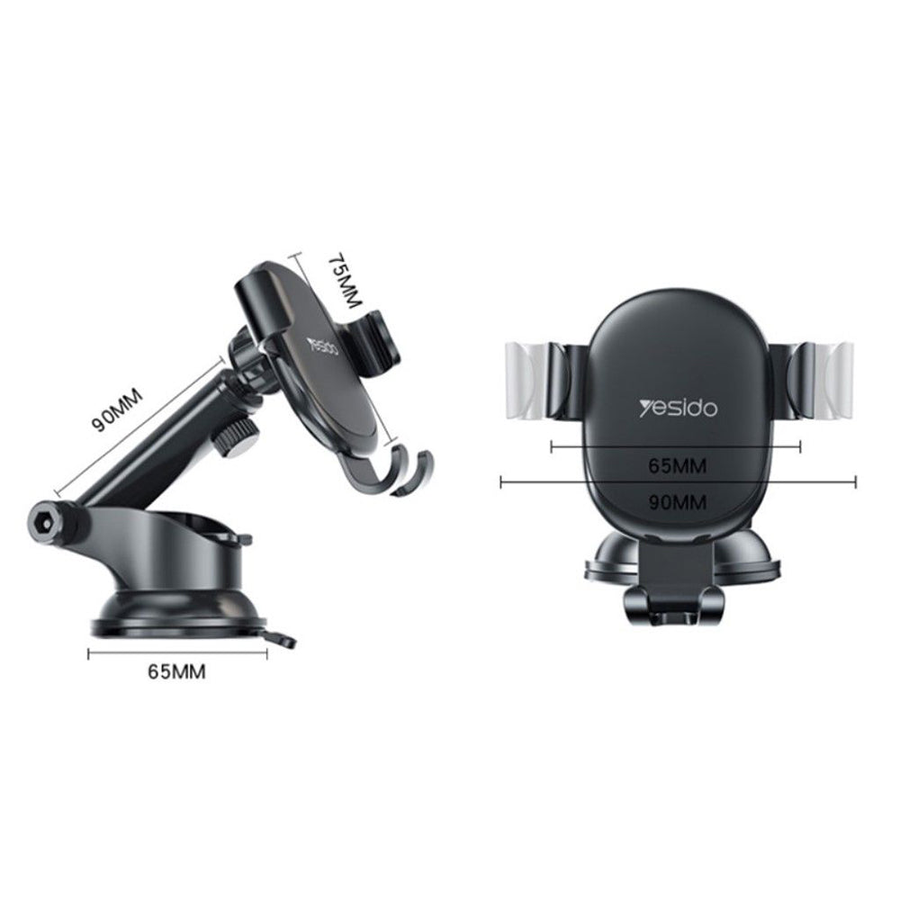 Bilholder Yesido C120, 4 tommer - 6,5 tommer, Svart