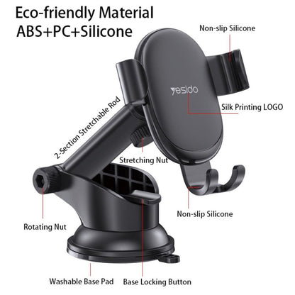 Bilholder Yesido C120, 4 tommer - 6,5 tommer, Svart