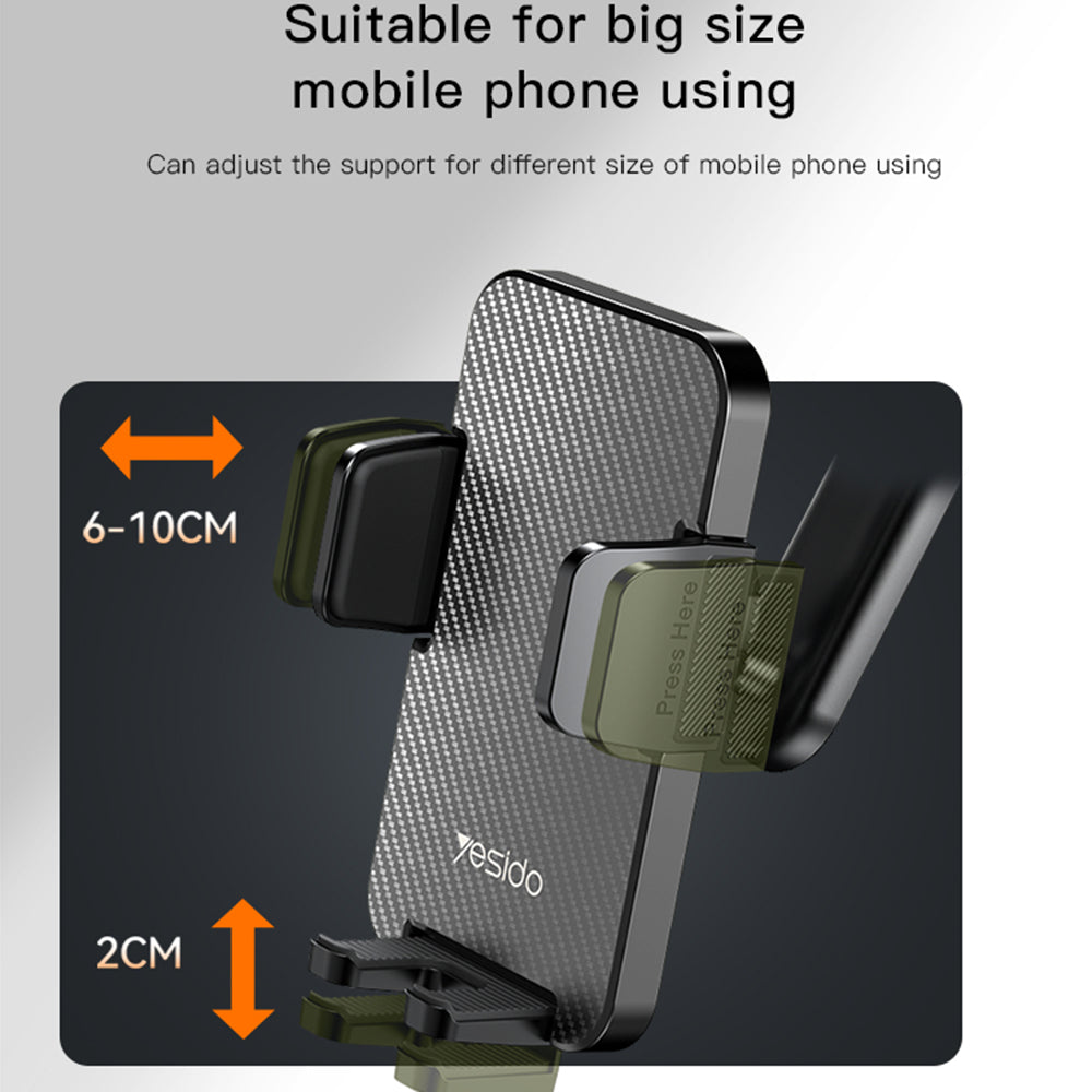 Bilholder Yesido C173, 4.7inch - 7.2inch, Svart