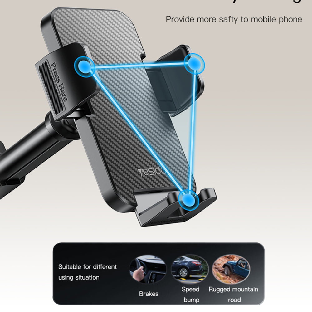 Bilholder Yesido C173, 4.7inch - 7.2inch, Svart