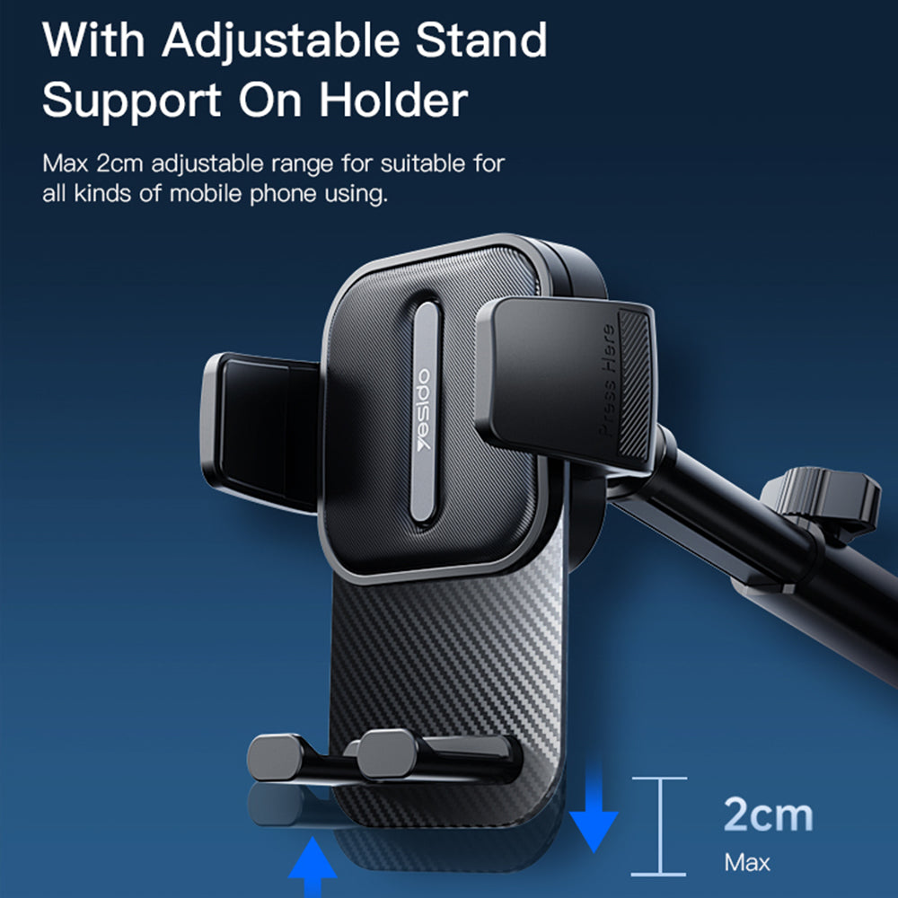 Bilholder Yesido C174, 4 tommer - 6.7 tommer, Svart