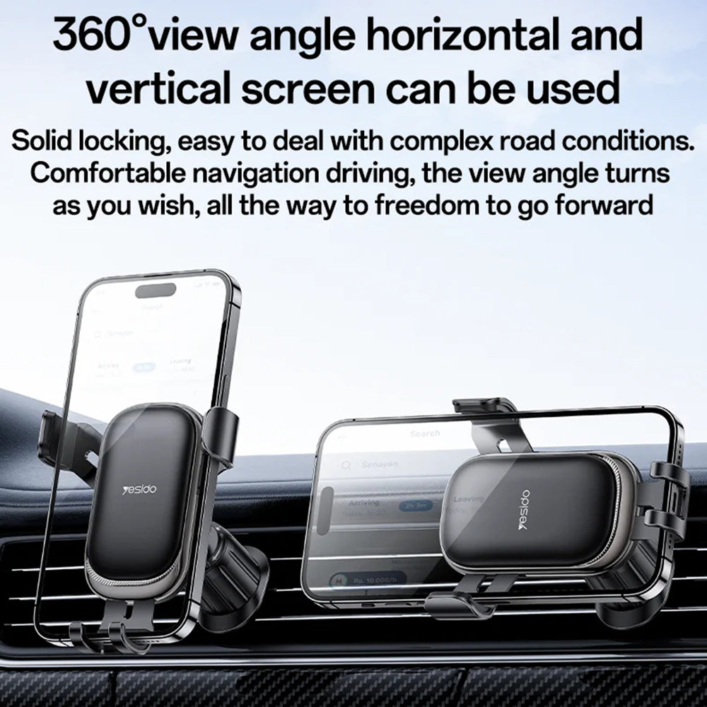 Bilholder Yesido C247, 4.7 tommer - 7.2 tommer, Svart