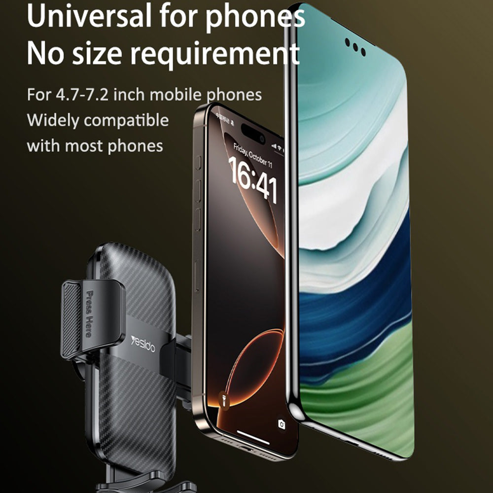 Bilholder Yesido C274, 4.7 tommer - 7.2 tommer, Svart