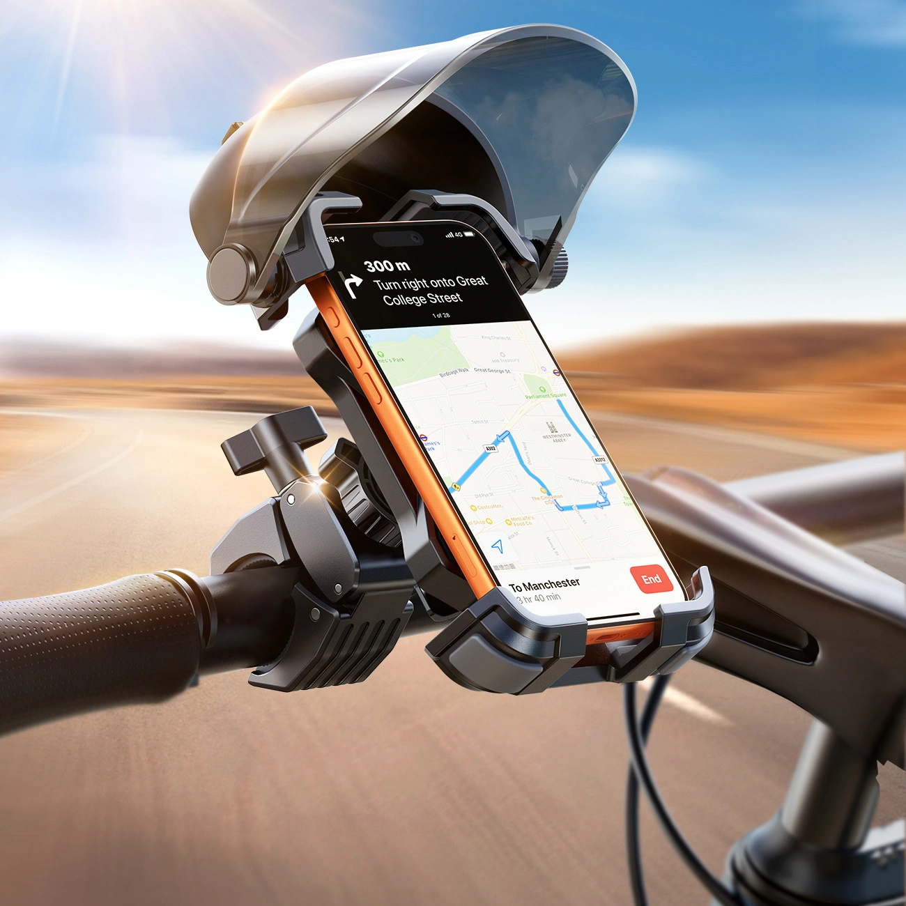 Sykkel- og motorsykkelholder med solskjerm Joyroom JR-ZS528, 4,7 tommer - 7 tommer, svart