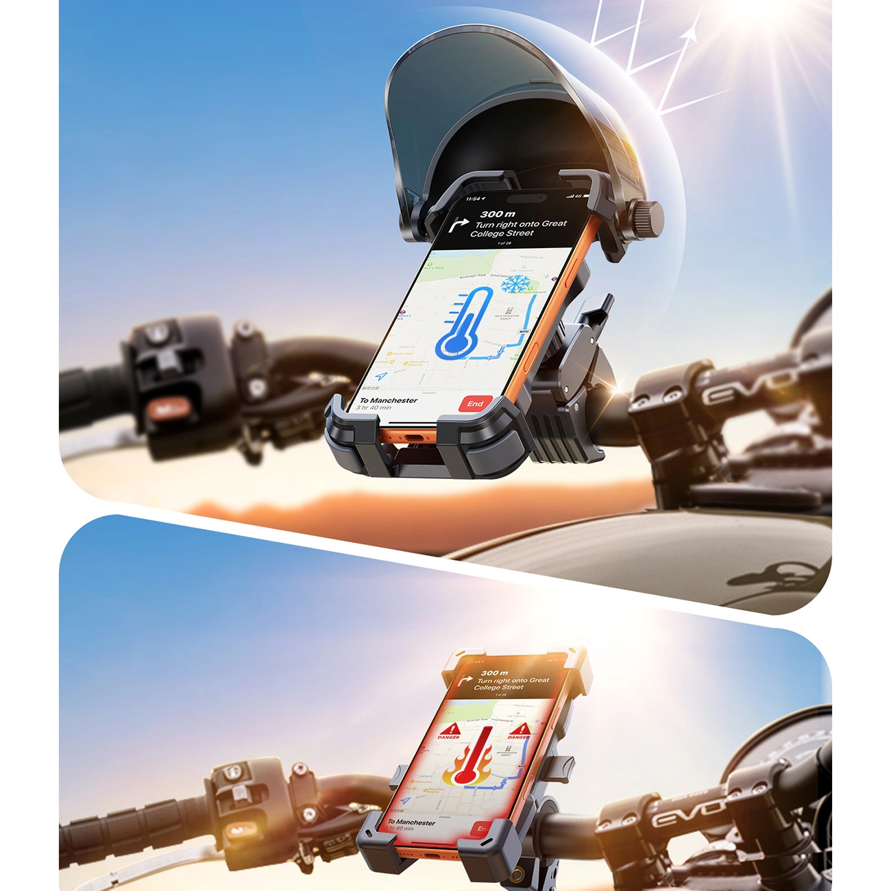 Sykkel- og motorsykkelholder med solskjerm Joyroom JR-ZS528, 4,7 tommer - 7 tommer, svart