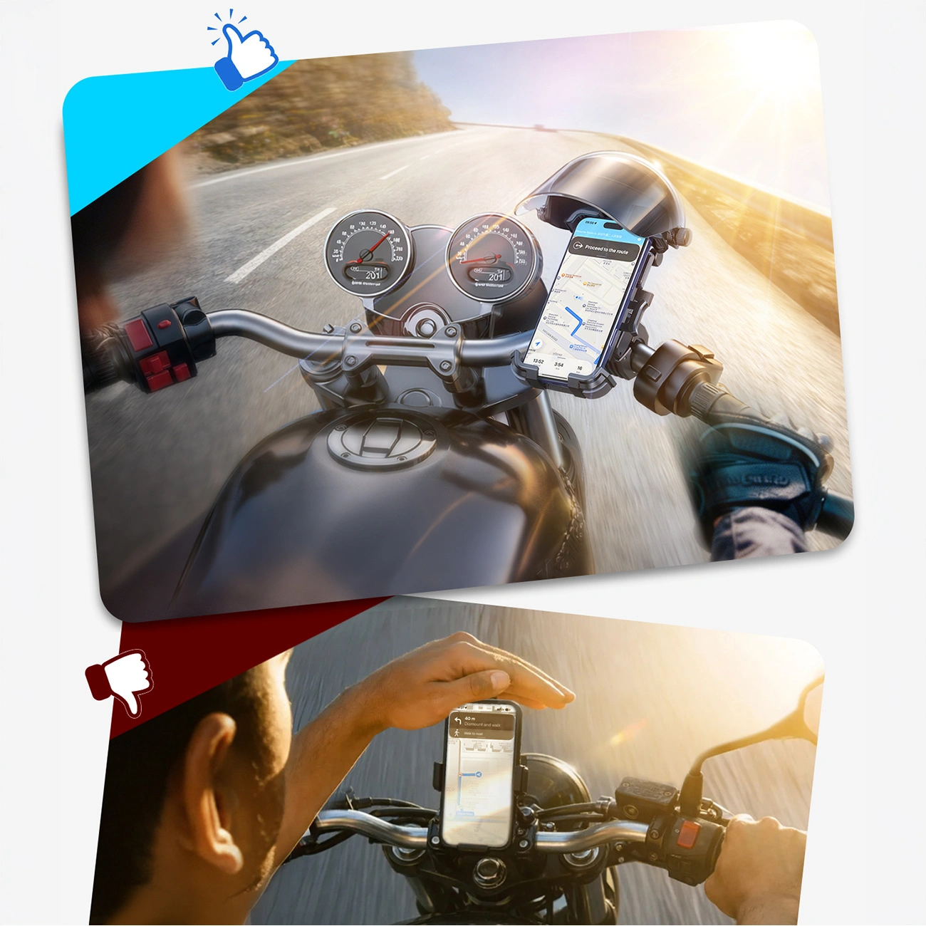 Sykkel- og motorsykkelholder med solskjerm Joyroom JR-ZS526, 4,7 tommer - 7 tommer, svart