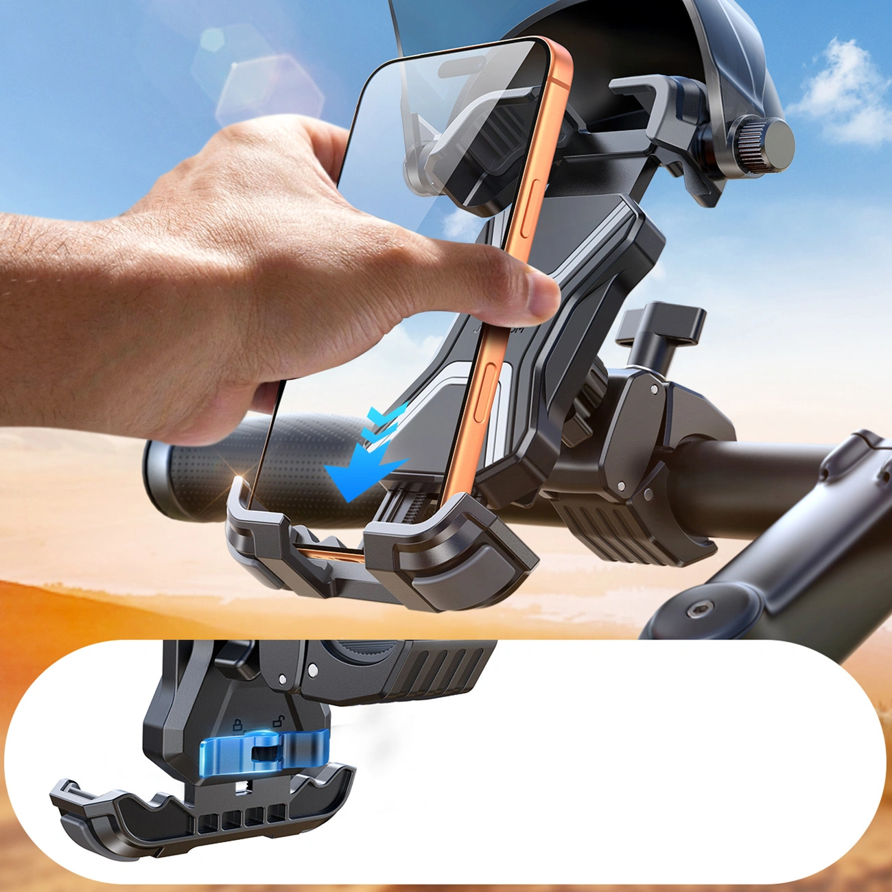 Sykkel- og motorsykkelholder med solskjerm Joyroom JR-ZS528, 4,7 tommer - 7 tommer, svart