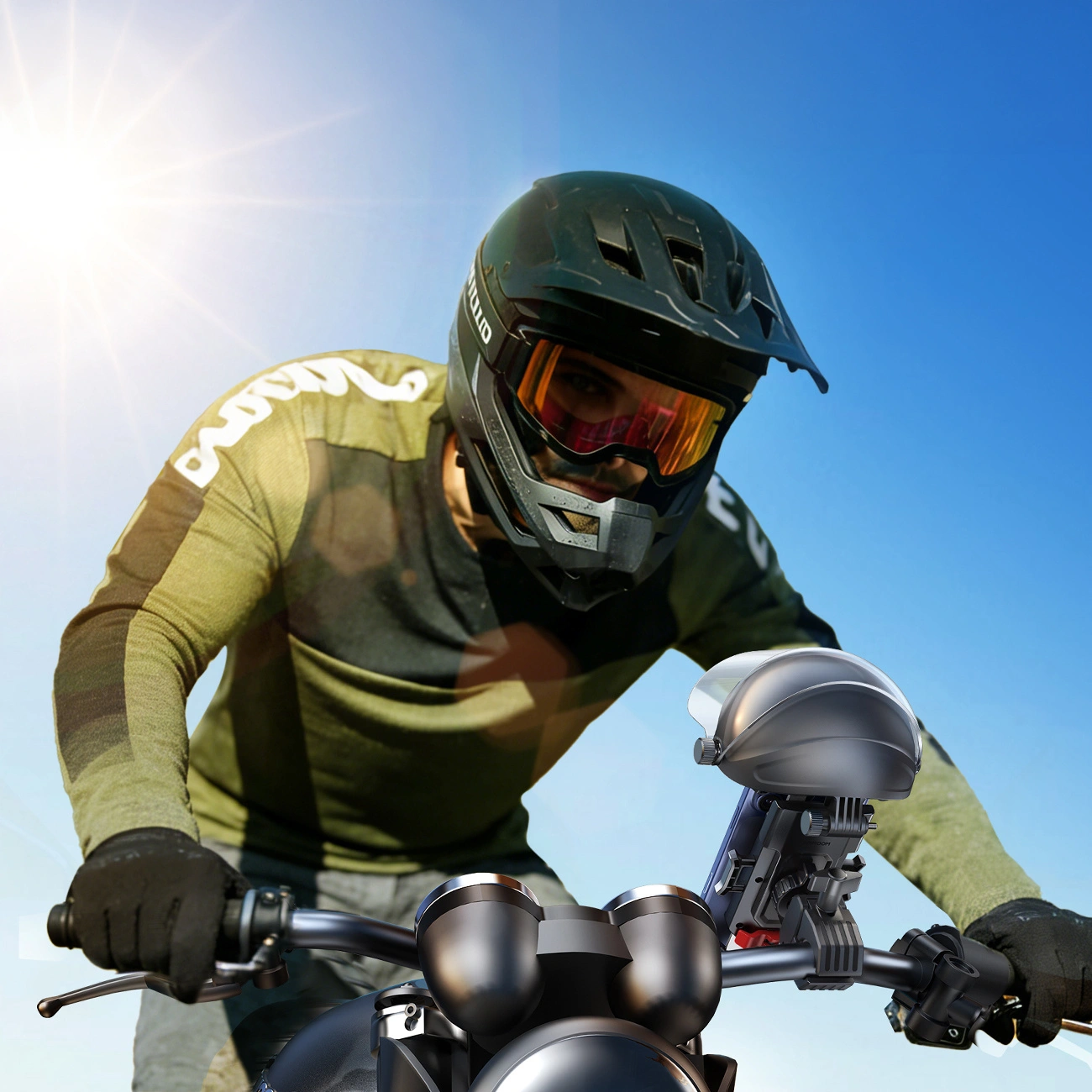 Sykkel- og motorsykkelholder med solskjerm Joyroom JR-ZS526, 4,7 tommer - 7 tommer, svart