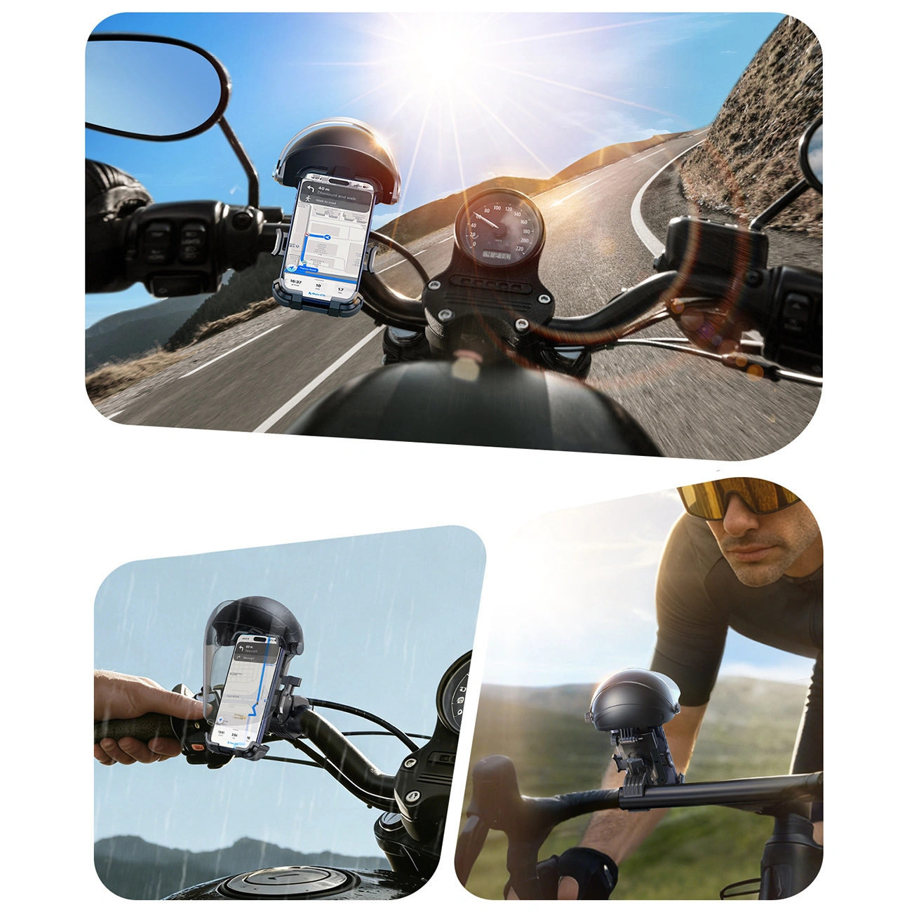 Sykkel- og motorsykkelholder med solskjerm Joyroom JR-ZS526, 4,7 tommer - 7 tommer, svart