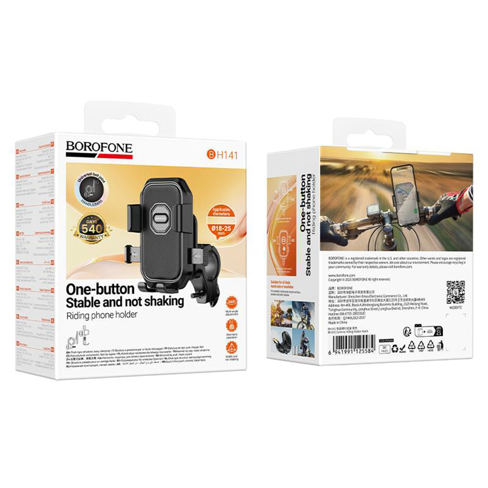 Sykkel- og motorsykkelholder Borofone BH141 Camino, 6 tommer - 7 tommer, svart
