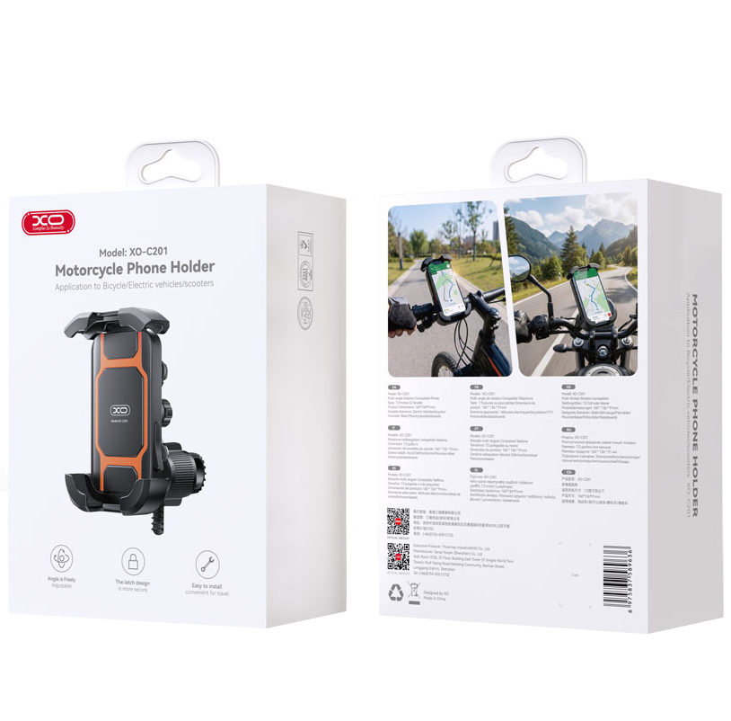 Sykkel- og motorsykkelholder XO Design C201, 4,5 tommer - 7 tommer, Svart Oransje