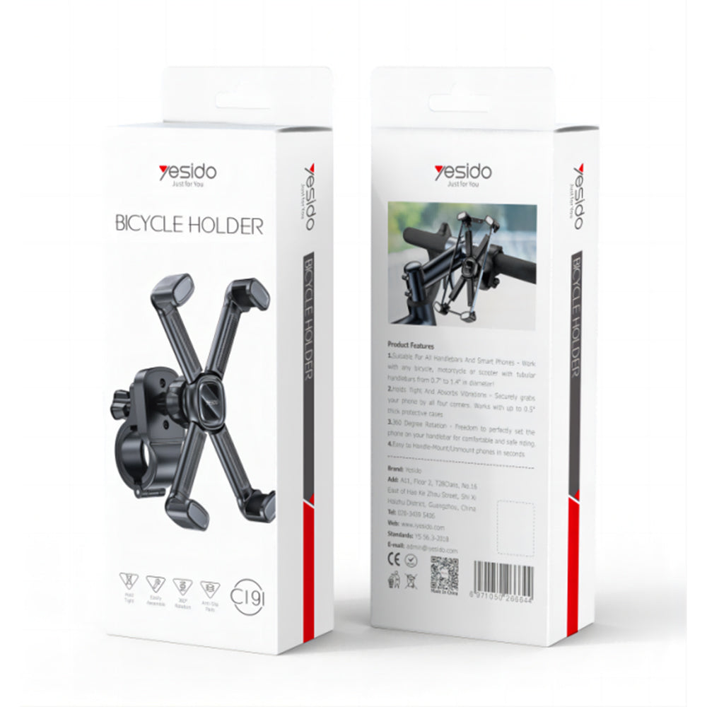 Sykkelholder Yesido C191, 4.5inch - 6.8inch, Svart