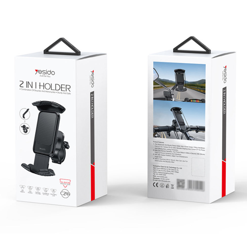 Sykkelholder Yesido C249, 4.8 tommer - 7.2 tommer, Svart