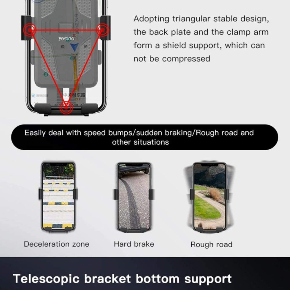 Sykkelholder Yesido C94, 4 tommer - 6,5 tommer, Svart