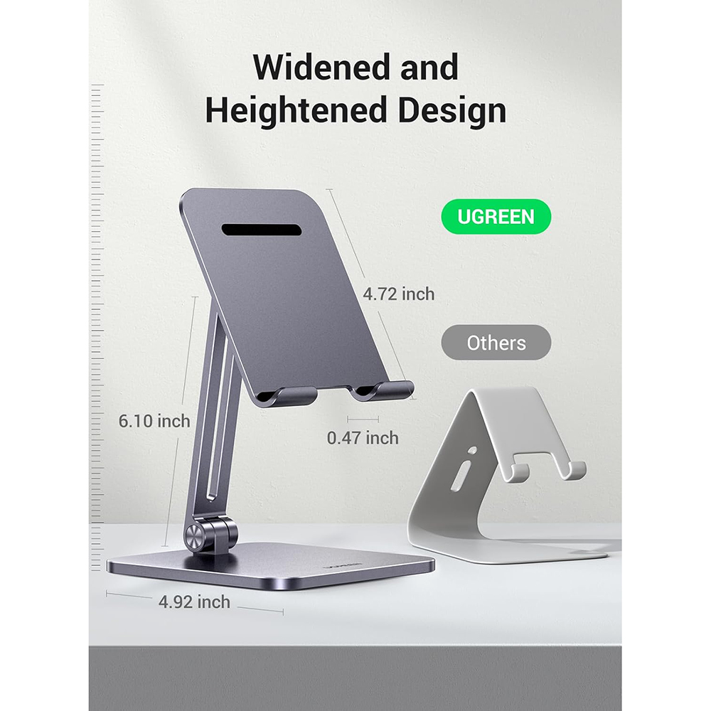 UGREEN LP134 Skrivebordsstativ for Telefon / Nettbrett, 6,1 tommer - 12,9 tommer, Grå, Reseglet