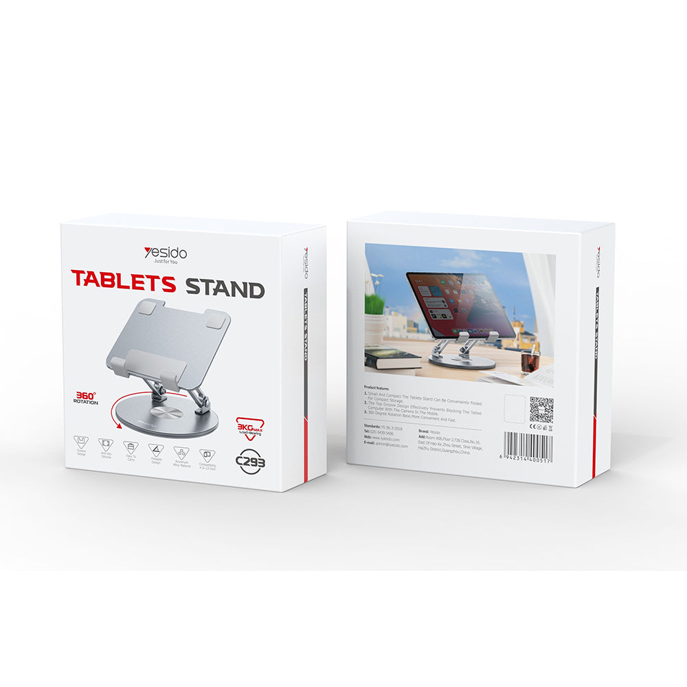 Yesido C293 kontorstøtte for telefon / nettbrett, 4.5inch - 13inch, Sølv