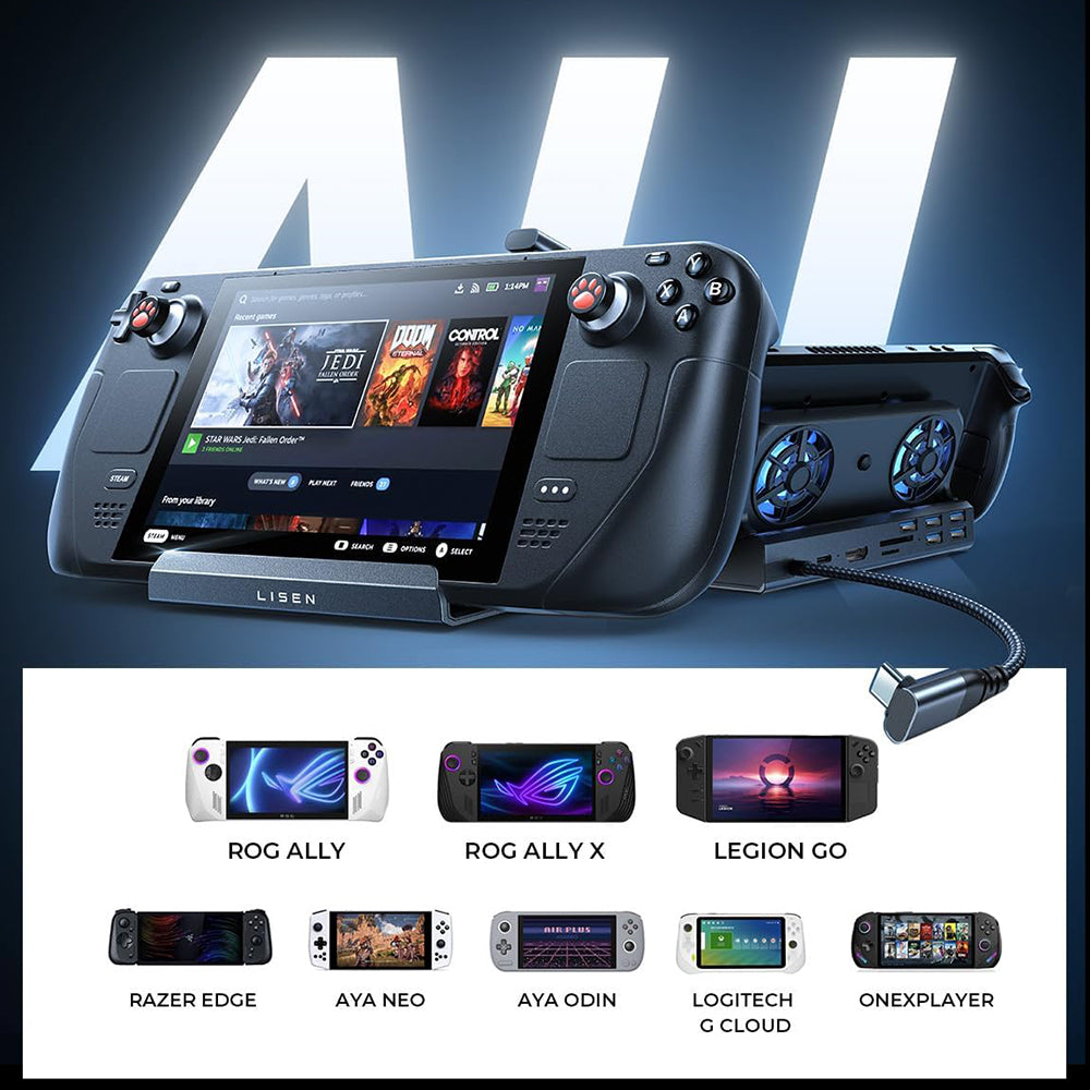 Hub-støtte med kjøler Lisen S1 for ROG / Lenovo / Razer / Aya / Logitech / Onexplayer-serien, Svart YL0423110005