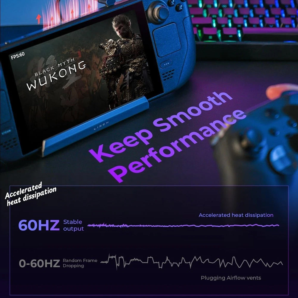 Hub-støtte med kjøler Lisen S1 for ROG / Lenovo / Razer / Aya / Logitech / Onexplayer-serien, Svart YL0423110005