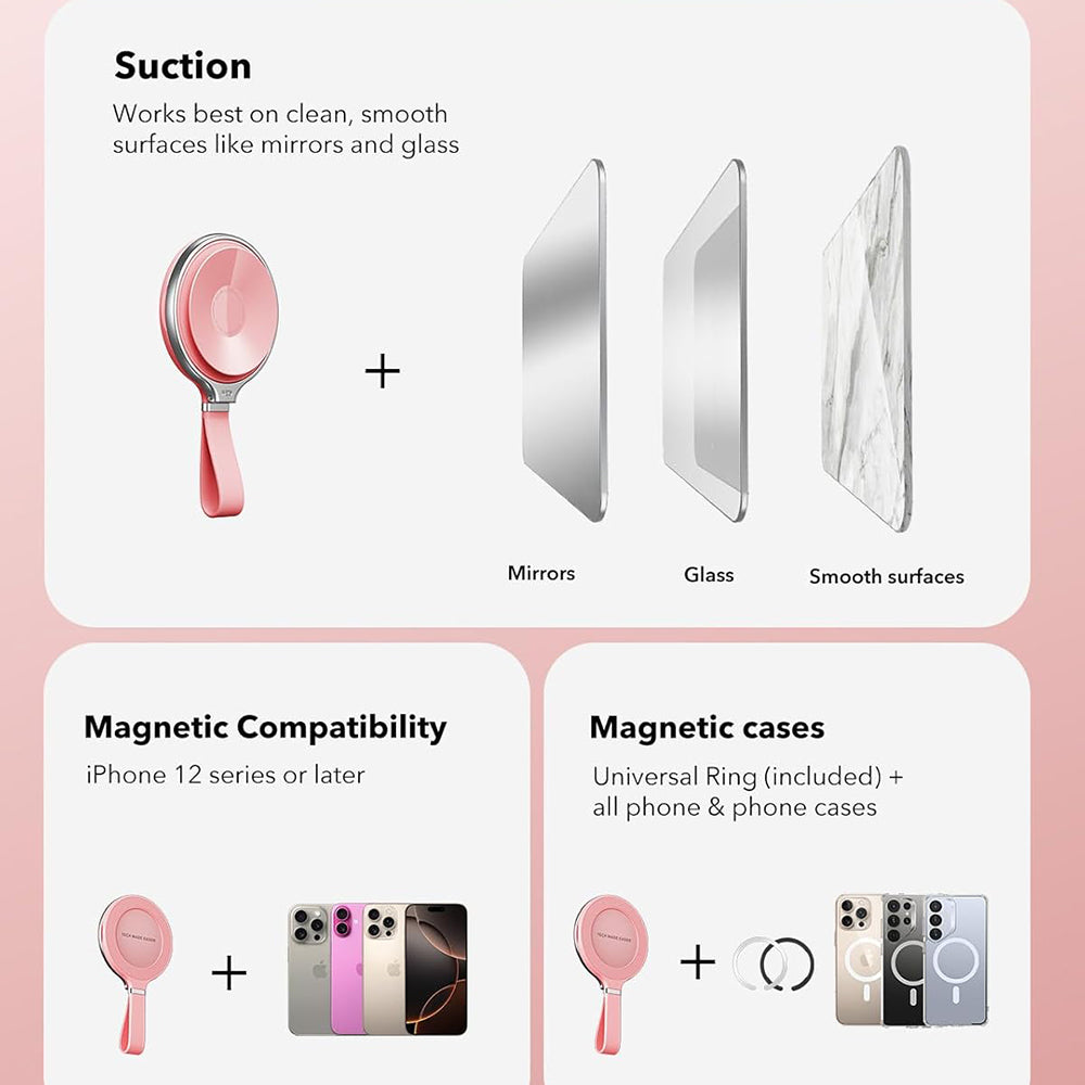 ESR HaloLock Leather Ring Holder, Universal, Rosa