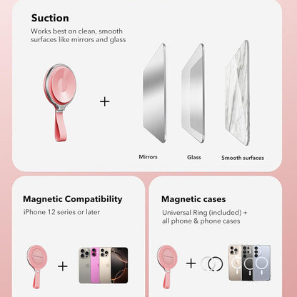 ESR HaloLock Leather Ring Holder, Universal, Rosa