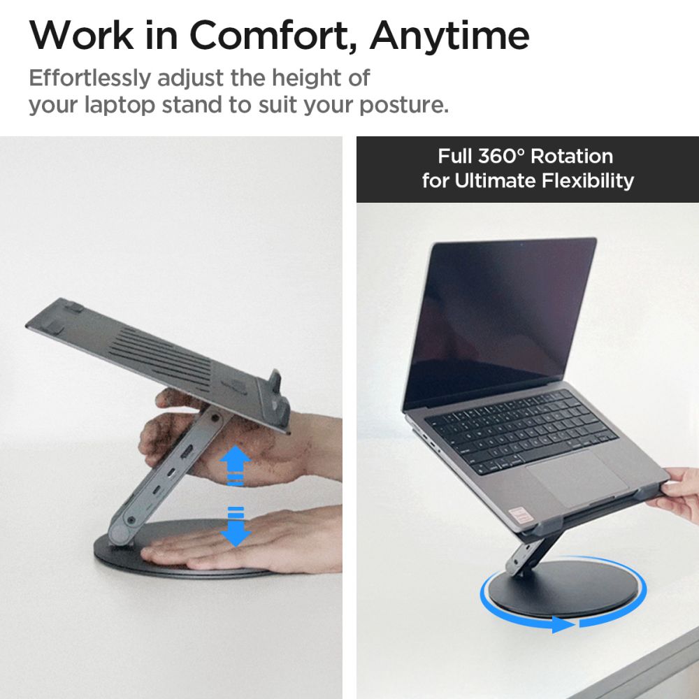 Spigen LD204H-støtte for bærbar PC, sølv