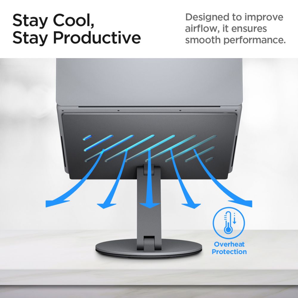 Spigen LD204H-støtte for bærbar PC, sølv