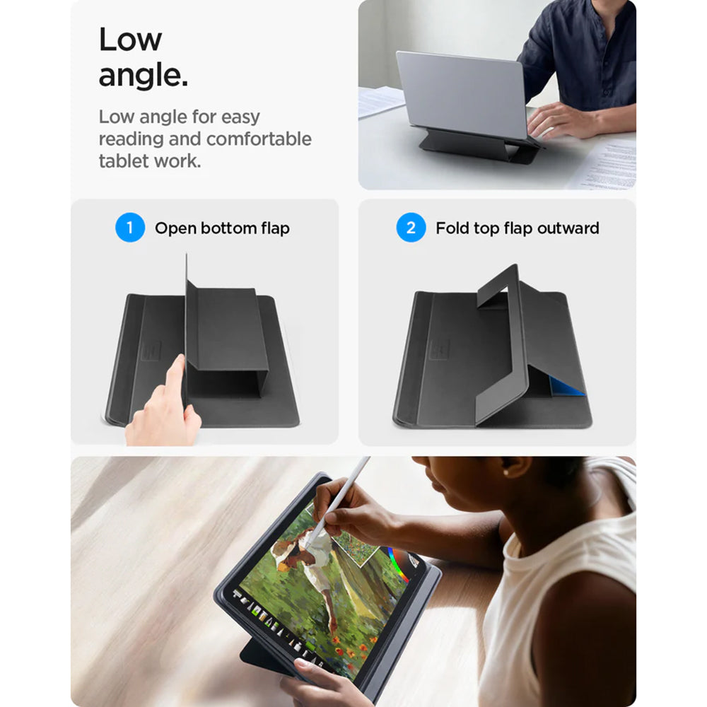 Spigen Slim Fold LD201-S7 stativ for bærbar PC maks. 14 tommer, svart AMP11116