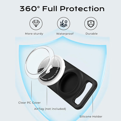 Techsuit BuddyGuard DG1-støtte for Apple AirTag til kjæledyrshalsbånd, Svart