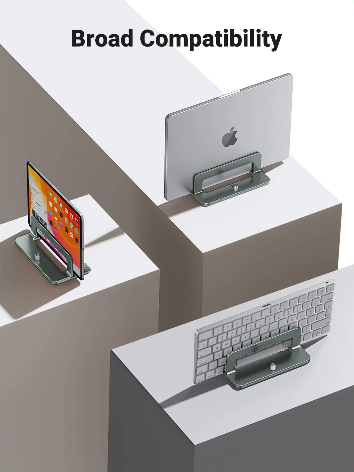 Vertikal UGREEN LP258-støtte for bærbare datamaskiner med tykkelse 12mm - 26mm, Sølv