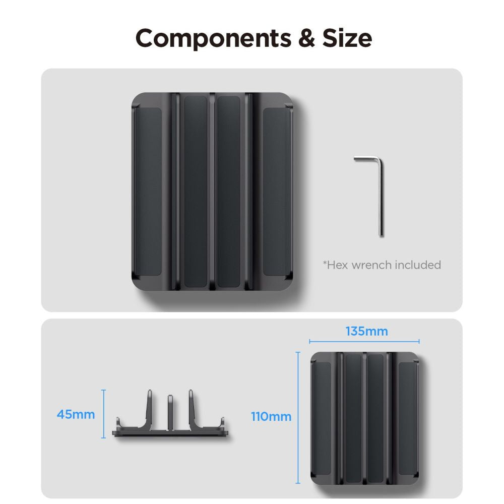 Spigen LD208S4 Two Vertikal Støtte for Laptop med tykkelse 14mm - 27mm, Grå AMP10640