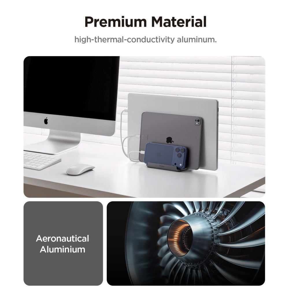 Spigen LD208S4 Two Vertikal Støtte for Laptop med tykkelse 14mm - 27mm, Grå AMP10640
