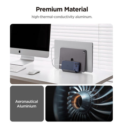 Spigen LD208S4 Two Vertikal Støtte for Laptop med tykkelse 14mm - 27mm, Grå AMP10640