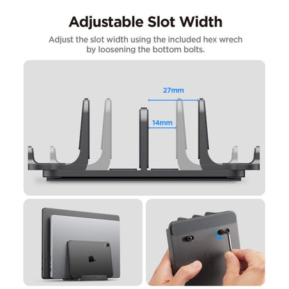 Spigen LD208S4 Two Vertikal Støtte for Laptop med tykkelse 14mm - 27mm, Grå AMP10640