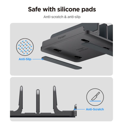 Spigen LD208S4 Two Vertikal Støtte for Laptop med tykkelse 14mm - 27mm, Grå AMP10640