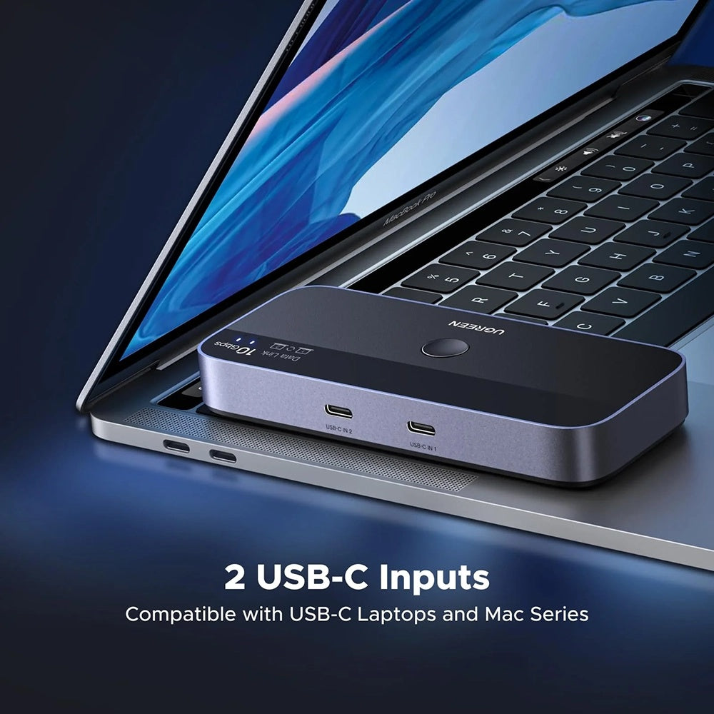 Switch USB UGREEN CM691 (45784), 3 x USB-A 3.2 - 1 x USB-C - 1 x miniUSB, Svart