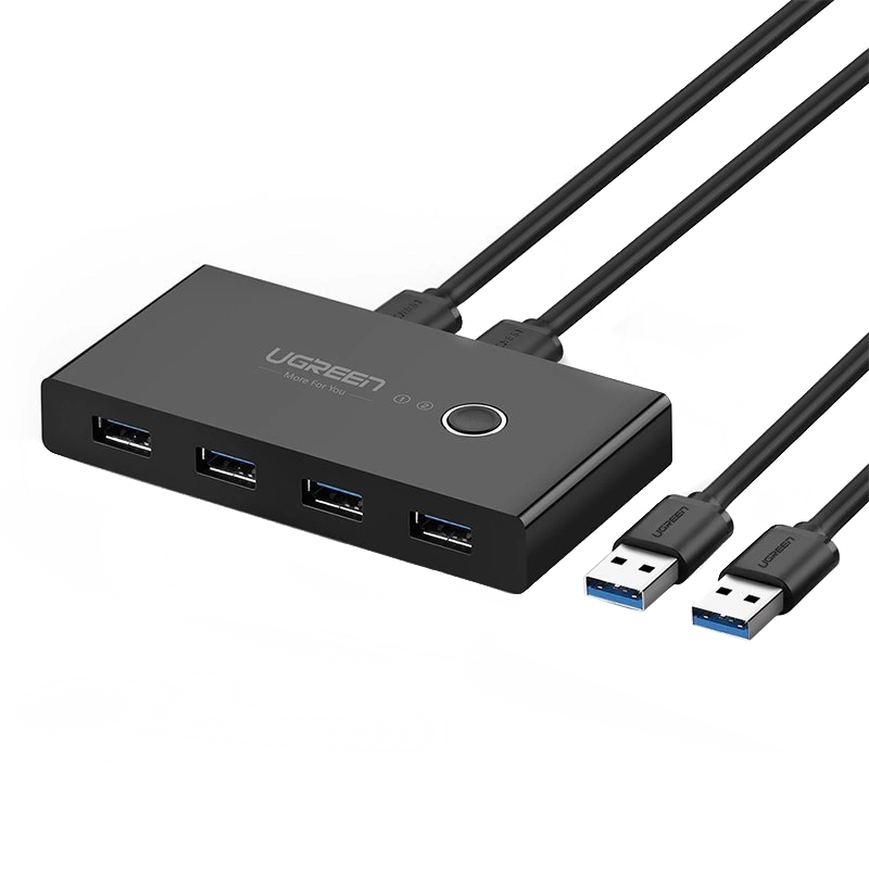 Switch USB UGREEN US216 (30768) To-delt boks ny versjon, 4 x USB-A 3.0, svart