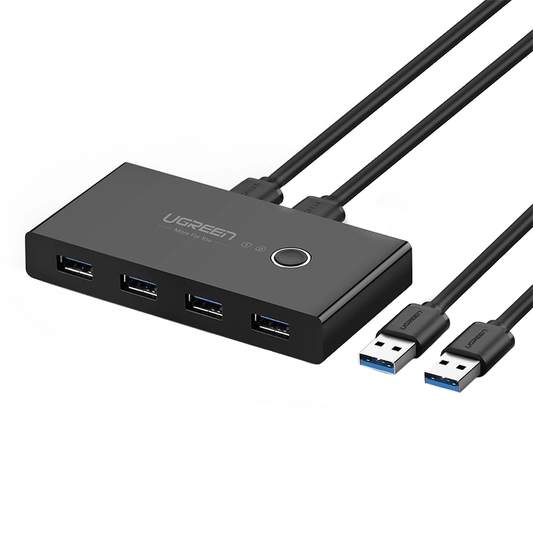 Switch USB UGREEN US216 (30768) To-delt boks ny versjon, 4 x USB-A 3.0, svart