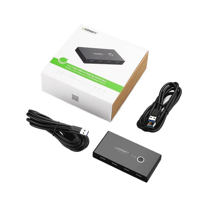 Switch USB UGREEN US216 (30768) To-delt boks ny versjon, 4 x USB-A 3.0, svart