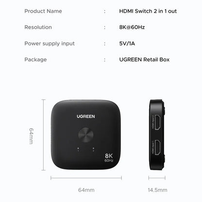 Switch Video HDMI UGREEN 65877, Svart